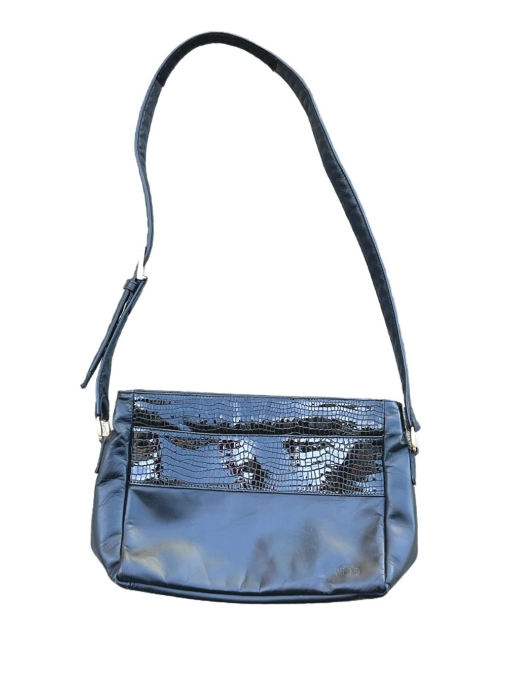 SAS black croc print 90s Women’s Shoulder Bag - Sleek Textured Front